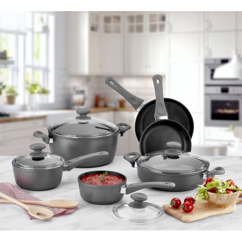  SAFLON Saflon Titanium Nonstick 10 Piece Cookware Set Forged Aluminum with PFOA Free Scratch Resistant Coating from England, Dishwasher Safe