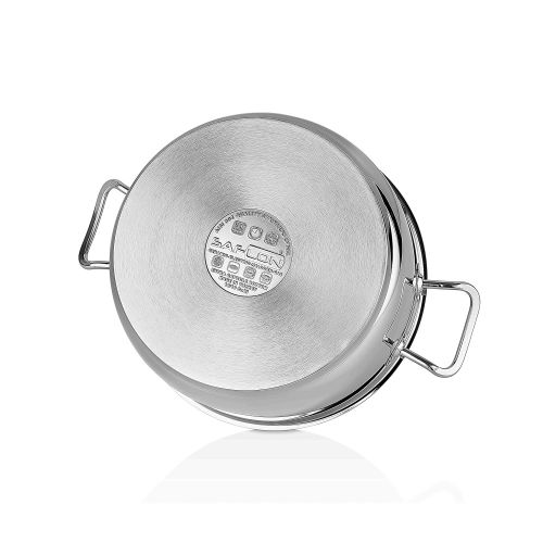  SAFLON Saflon Stainless Steel Tri-Ply Capsulated Bottom 6 Quart Stock Pot with Glass Lid, Induction Ready, Oven and Dishwasher Safe