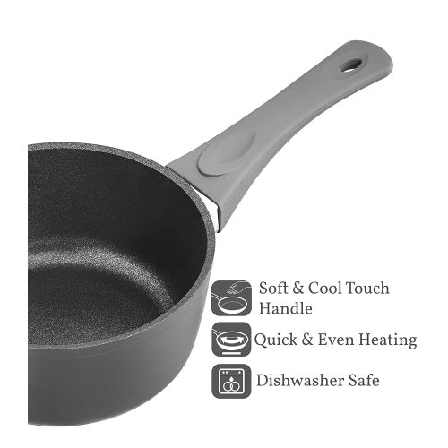  SAFLON Saflon Titanium Nonstick 3-Quart Sauce Pan with Tempered Glass Lid, 4mm Forged Aluminum with PFOA Free Coating from England