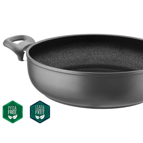  SAFLON Saflon Titanium Nonstick 5-Quart Saute Pot with Tempered Glass Lid, 4mm Forged Aluminum with PFOA Free Coating from England