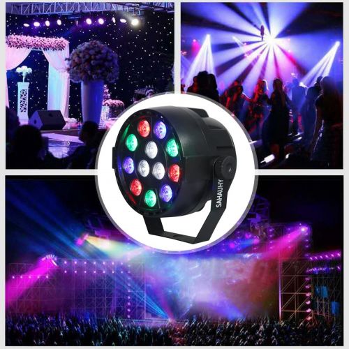  Stage Lights,SAHAUHY Par Lights 12 Leds Stage Lighting with Remote Control Sound Activated(Four Stage Lights)