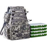 [아마존베스트]Rodeel Fishing Bag, Large Fishing Tackle Bag, Waterproof Backpack for Storing and Organizing Fishing Tackle and Tackle Backpack, for Camping, Hiking, Travel, Outdoor Activities