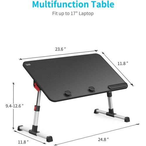  [아마존베스트][Large Size] Laptop Bed Tray Table, SAIJI Adjustable Laptop Stand, Portable Lap Desks with Foldable Legs, Notebook Standing Breakfast Reading Desk for Sofa Couch Floor (Black)