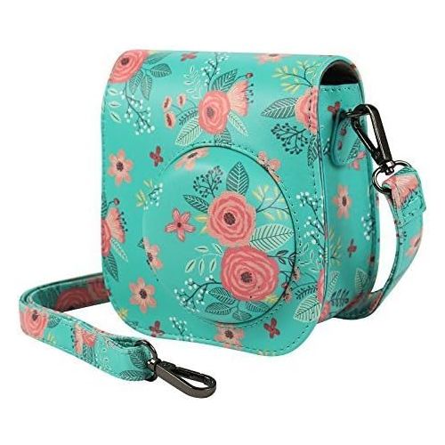  Protective & Portable Case Compatible with fujifilm instax Mini 11/9 / 8/8+ Instant Film Camera with Accessory Pocket and Adjustable Strap - Flower by SAIKA