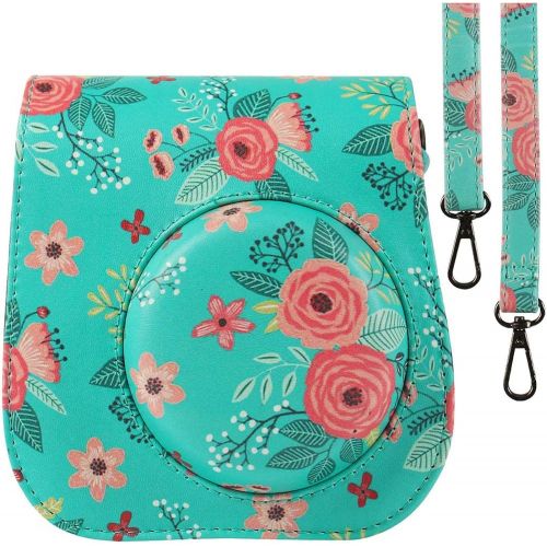  Protective & Portable Case Compatible with fujifilm instax Mini 11/9 / 8/8+ Instant Film Camera with Accessory Pocket and Adjustable Strap - Flower by SAIKA
