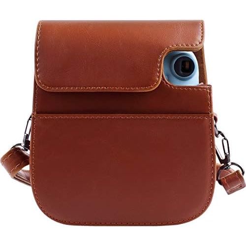  SAIKA Protective & Portable Case Compatible with Fujifilm Instax Mini 11 Instant Camera with Accessories Pocket and Adjustable Strap (Brown)