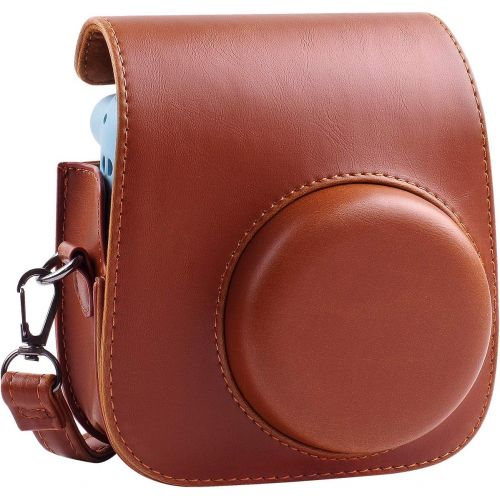  SAIKA Protective & Portable Case Compatible with Fujifilm Instax Mini 11 Instant Camera with Accessories Pocket and Adjustable Strap (Brown)