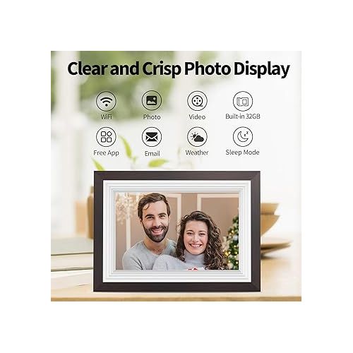  WiFi Digital Picture Frame 10.1 Inch Digital Photo Frame with Built-in 32GB Storage, Auto-Rotate, IPS Touch Screen, Easy Setup to Share Photos Load from Phone