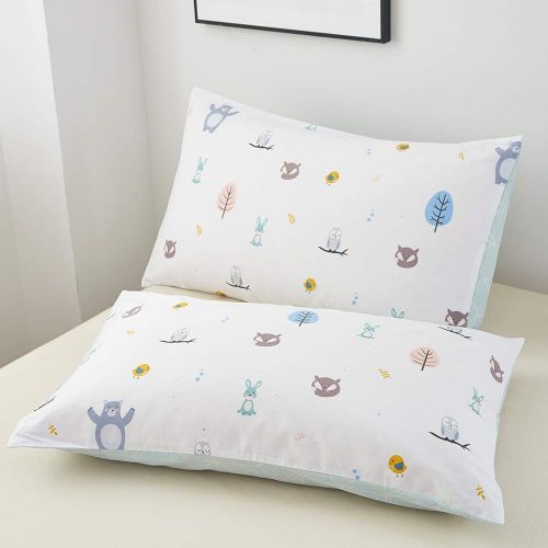  SAIWER Kids Duvet Cover Sets, 100% Cotton Bedding Sets for Children Teens Boys, 1 Duvet Cover 2 Pillowcases, Cartoon Dinosaur Cartoon Pattern Twin Bed Sets