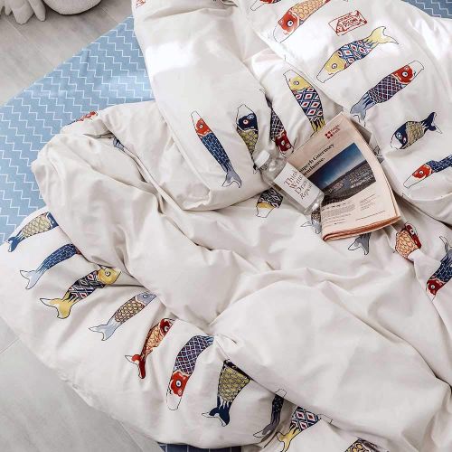  SAIWER Kids Duvet Cover Sets, 100% Cotton Bedding Sets for Children Teens Boys, 1 Duvet Cover 2 Pillowcases, Cartoon Dinosaur Cartoon Pattern Twin Bed Sets