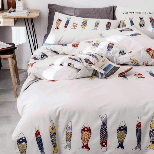  SAIWER Kids Duvet Cover Sets, 100% Cotton Bedding Sets for Children Teens Boys, 1 Duvet Cover 2 Pillowcases, Cartoon Dinosaur Cartoon Pattern Twin Bed Sets