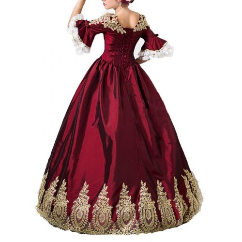  SALELOLITA Royal Palace Green and Red Lace Dance Stage Dress Medieval Victorian Marie Antoinette Dress Gowns for Party