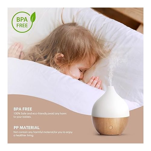  SALKING Essential Oil Diffuser, 100ml Small Aromatherapy Diffuser with Auto Shut-Off Function, Ultrasonic Diffusers for Essential Oils, Cool Mist Humidifier with Warm White Lights, for Office Home