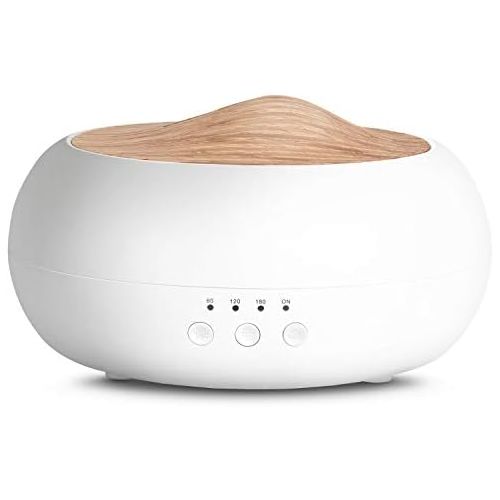  SALKING Aroma Diffuser, 250ml Ultraschall OEl Aromatherapie Diffusor fuer atherische OEle, Raumbefeuchter Elektrisch Duftlampe, Warmweiss Licht Weiss Holzmaserung Diffusor fuer Zuhause B