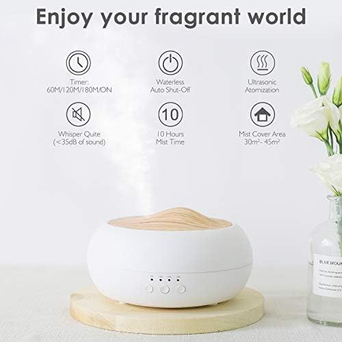  SALKING Aroma Diffuser, 250ml Ultraschall OEl Aromatherapie Diffusor fuer atherische OEle, Raumbefeuchter Elektrisch Duftlampe, Warmweiss Licht Weiss Holzmaserung Diffusor fuer Zuhause B