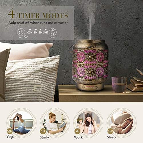  [아마존베스트]SALKING Aroma Diffuser, Laterne Metall Aromatherapie Diffusor fuer atherische OEle, Raumbefeuchter Elektrisch Duftlampe, 7 Farbe Licht Vintage Diffusor Luftbefeuchter fuer Baby, Zuhau