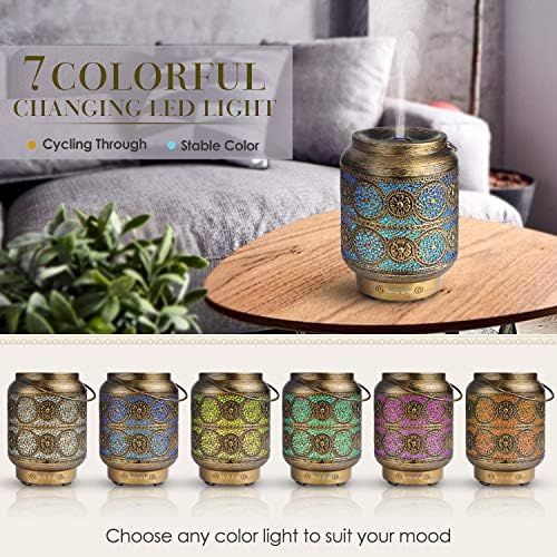  [아마존베스트]SALKING Aroma Diffuser, Laterne Metall Aromatherapie Diffusor fuer atherische OEle, Raumbefeuchter Elektrisch Duftlampe, 7 Farbe Licht Vintage Diffusor Luftbefeuchter fuer Baby, Zuhau