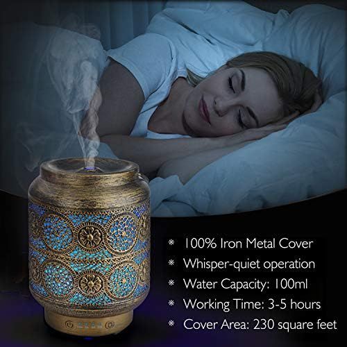  [아마존베스트]SALKING Aroma Diffuser, Laterne Metall Aromatherapie Diffusor fuer atherische OEle, Raumbefeuchter Elektrisch Duftlampe, 7 Farbe Licht Vintage Diffusor Luftbefeuchter fuer Baby, Zuhau