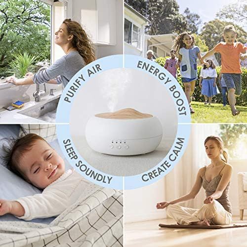  Salking Aroma Diffuser, 250 ml Ultrasonic Oil Aromatherapy Diffuser for Essential Oils, Room Humidifier, Electric Fragrance Lamp, Warm White Light, White, Wood Grain, Diffuser for