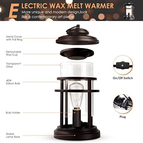  SALKING Electric Wax Warmer - Metal Wax Melt Warmer for Scented Wax, Candle Wax Burner Fragrance Warmer and 2 Edison Bulbs, Wax Melt Melter for Home Decor Office,Birthday Gifts?for