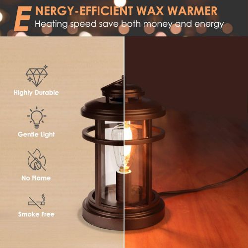  SALKING Electric Wax Warmer - Metal Wax Melt Warmer for Scented Wax, Candle Wax Burner Fragrance Warmer and 2 Edison Bulbs, Wax Melt Melter for Home Decor Office,Birthday Gifts?for