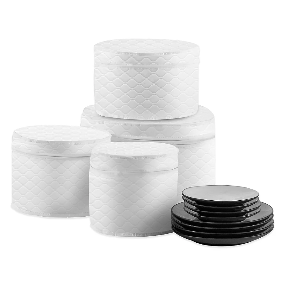 SALT Quilted 4-Piece Plate Case Set in White