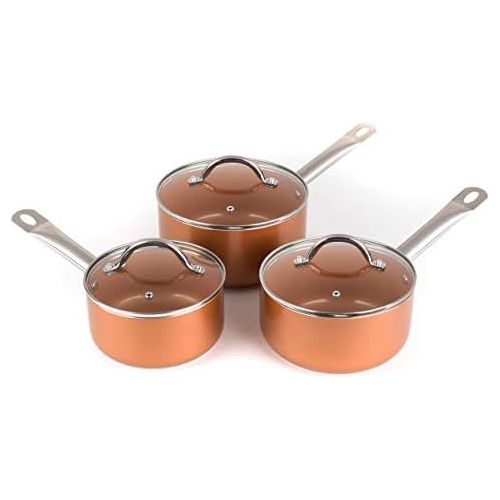  SALTER BW06539AR 3-teiliges Kochtopf-Set aus Kupfer, keramikbeschichtet, Copper, Topf gesetzt