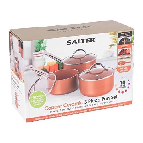  SALTER BW06539AR 3-teiliges Kochtopf-Set aus Kupfer, keramikbeschichtet, Copper, Topf gesetzt