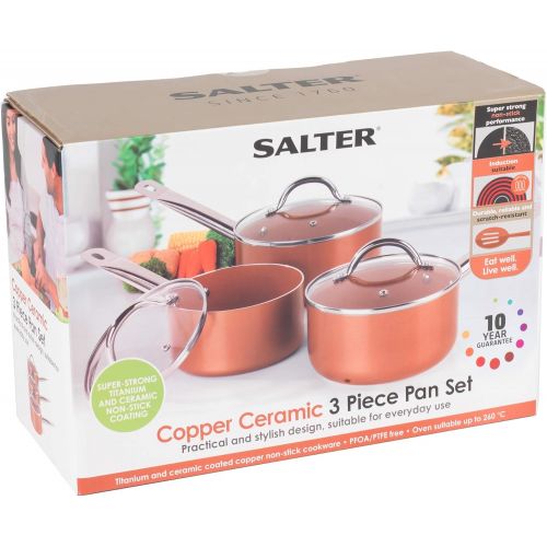  SALTER BW06539AR 3-teiliges Kochtopf-Set aus Kupfer, keramikbeschichtet, Copper, Topf gesetzt