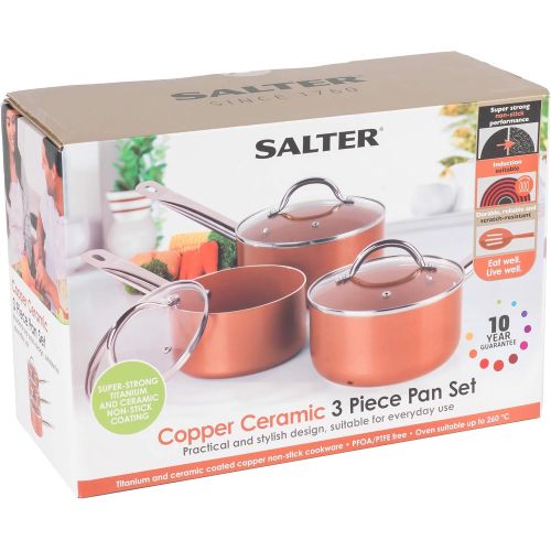  SALTER BW06539AR 3-teiliges Kochtopf-Set aus Kupfer, keramikbeschichtet, Copper, Topf gesetzt