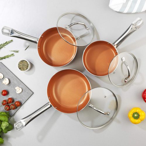  SALTER BW06539AR 3-teiliges Kochtopf-Set aus Kupfer, keramikbeschichtet, Copper, Topf gesetzt