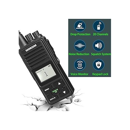  SAMCOM FPCN10A Two Way Radio Long Range Rechargeable, 3000mAh Battery 2 Way Radios Walkie Talkies for Adults,Professional Programmable UHF Radios for Construction Warehouse, 16 Packs