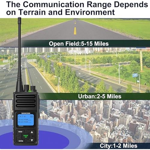  SAMCOM FPCN30A Two Way Radios Long Range 5 Watts Walkie Talkies for Adults Rechargeable 2 Way Radios UHF Programmable Handheld Business Radio 1500mAh Battery with Earpieces,Group Call, 6 Packs