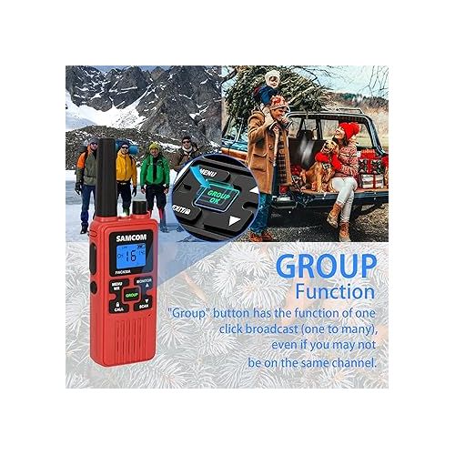  SAMCOM Two-Way Radio Long Range Walkie Talkies for Adults with Earpiece Portable Handheld 2 Way radios Rechargeable USB Charging with LED Flashlight Group VOX LCD Display and NOAA Weather Alerts