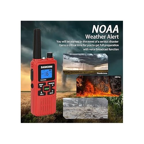  SAMCOM Two-Way Radio Long Range Walkie Talkies for Adults with Earpiece Portable Handheld 2 Way radios Rechargeable USB Charging with LED Flashlight Group VOX LCD Display and NOAA Weather Alerts