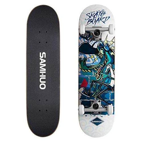  SAMHUO Skateboards 31X 8 Pro Complete Skateboard 7 Layer Canadian Maple Skateboard Deck for Extreme Sports and Outdoors