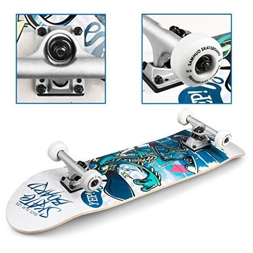  SAMHUO Skateboards 31X 8 Pro Complete Skateboard 7 Layer Canadian Maple Skateboard Deck for Extreme Sports and Outdoors