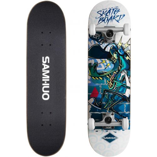  SAMHUO Skateboards 31X 8 Pro Complete Skateboard 7 Layer Canadian Maple Skateboard Deck for Extreme Sports and Outdoors