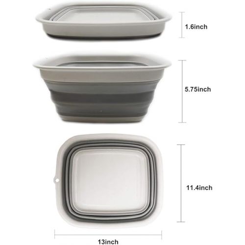  SAMMART 7.7L (2 Gallon) Collapsible Tub - Foldable Dish Tub - Portable Washing Basin - Space Saving Plastic Washtub (Grey, S)