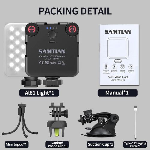  [아마존베스트]LED Video Light, SAMTIAN 600 Photography Lighting Kit 3200-5600K Camera Studio Light with 4 NP-F Batteries Barndoors 75 Inches Light Stand and Remote Photo Panel Light for Livestre