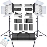 SAMTIAN LED Video Light 600 LED CameraStudio Light Kit CRI95 3200K5600K Camcorder Light Kit with Barndoors 75 inches Light Stand Batteries and Remote Camera Photo Light for Studi