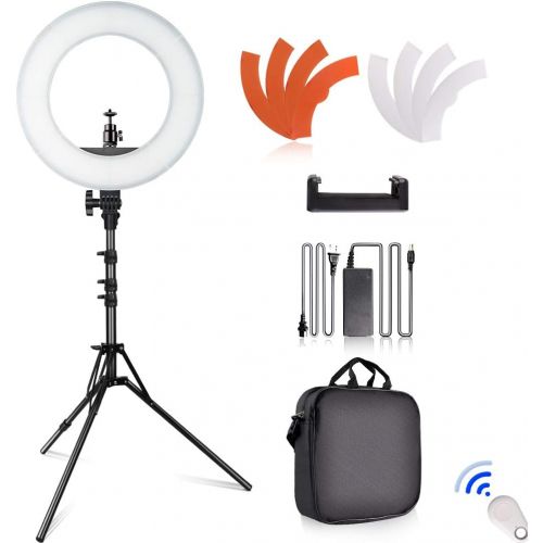 SAMTIAN LED Ring Light 14 inches Outer YouTube Light 180 Dimmable LED Lighting Kit with 2M Light Stand, Cradle Head, Phone Holder for Video Shooting, YouTube Video, Portraiture, Ma