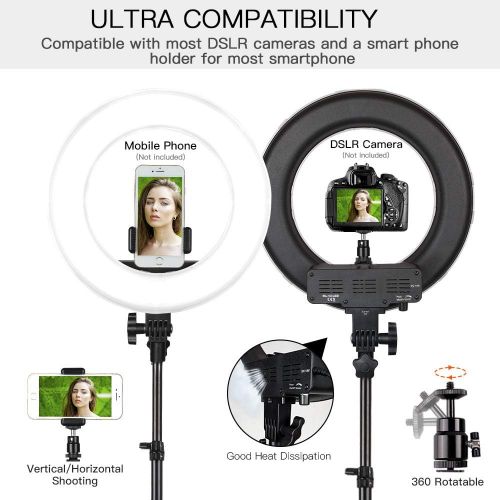  SAMTIAN LED Ring Light 14 inches Outer YouTube Light 180 Dimmable LED Lighting Kit with 2M Light Stand, Cradle Head, Phone Holder for Video Shooting, YouTube Video, Portraiture, Ma