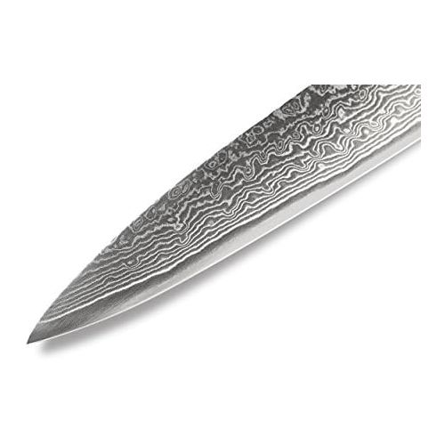  SAMURA Samura Damascus Tranchiermesser, 67 Lagen Damaststahl, ultra-scharf, gross, 19,5 cm Klinge, Handgriff oval, rostfrei, Kochmesser, Filetiermesser