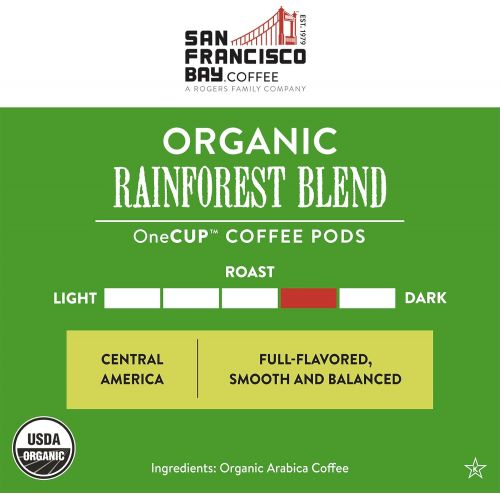  SAN FRANCISCO Bay SF Bay Coffee OneCUP Organic Rainforest Blend 80 Ct Medium Roast Compostable Coffee Pods, K Cup Compatible including Keurig 2.0 (Packaging May Vary)