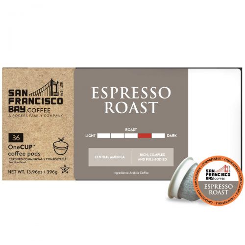  SAN FRANCISCO Bay SF Bay Coffee Espresso Roast 120 Ct Dark Roast Compostable Coffee Pods, K Cup Compatible including Keurig 2.0 (Packaging May Vary)