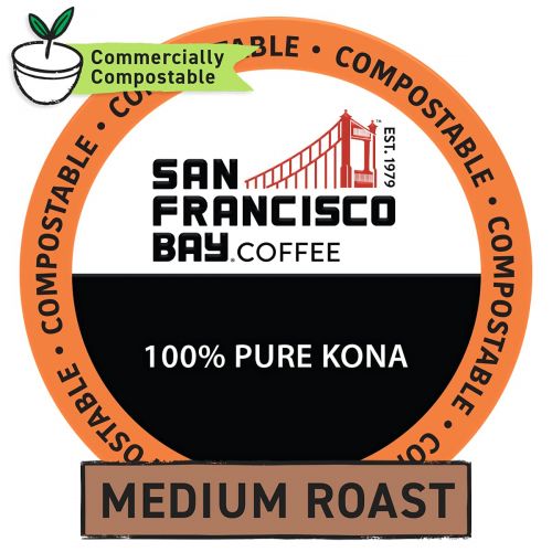  SAN FRANCISCO BAY SF Bay Coffee 100% Pure Kona 30 Ct Medium Roast Compostable Coffee Pods, K Cup Compatible including Keurig 2.0