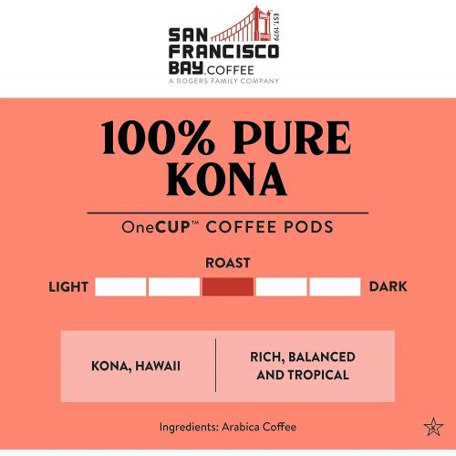  SAN FRANCISCO BAY SF Bay Coffee 100% Pure Kona 30 Ct Medium Roast Compostable Coffee Pods, K Cup Compatible including Keurig 2.0