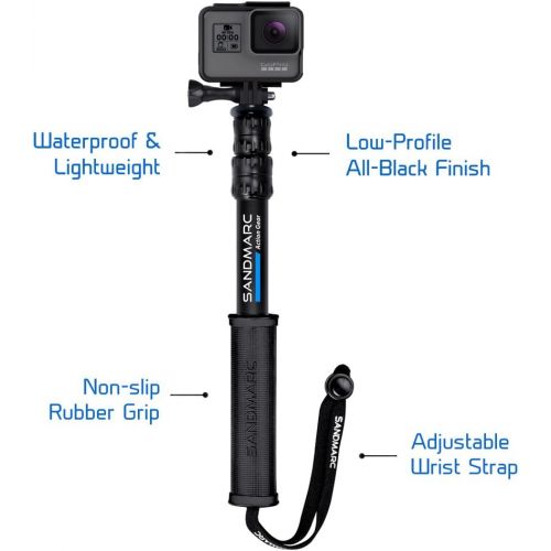  SANDMARC Pole - Compact Edition: 10-25 Waterproof Pole (Selfie Stick) for GoPro Hero 10, 9, 8, Max, 7, 6, 5, 4, Session, 3+, 3, 2, HD & Osmo Action