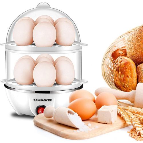  [아마존베스트]SANJIANKER XB-EC06 14 Egg Capacity Egg Cooker,350W Electric Egg Maker,Egg Steamer,Egg Boiler,Egg Cooker With Automatic Shut Off, Egg Cooker with Egg Piercer,White